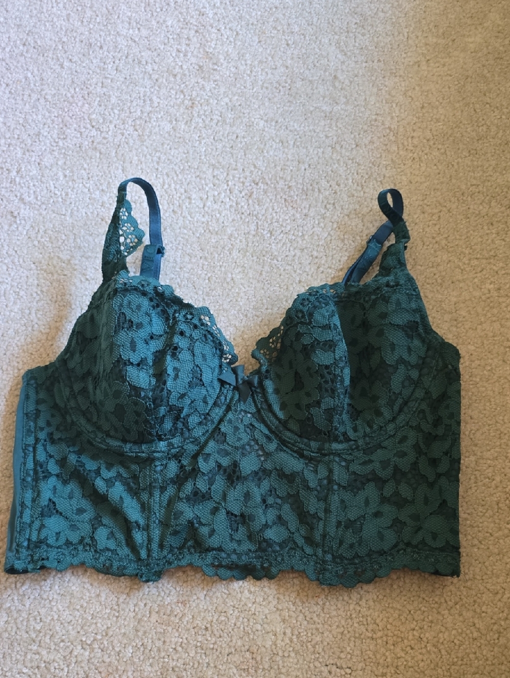 Victoria's Secret Dark Green Lace Bra Size 34B